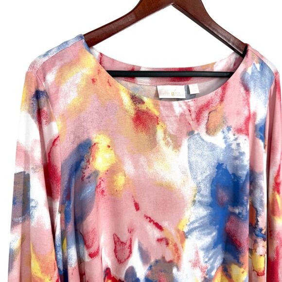 Belle by Kim Gravel Plus Size 2X Colorful Tropical Pink Floral Blouse Shirt Top - Picture 3 of 8